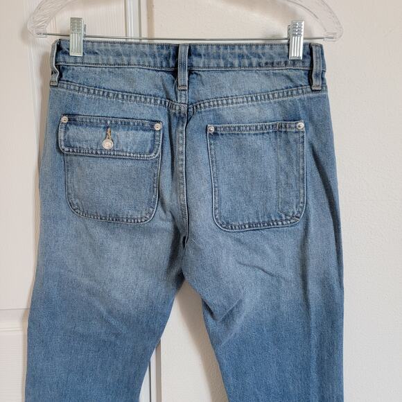 Current/Elliott Blue Cropped Boot Denim Light Wash Patch Pocket Jeans Size 27 - Picture 6 of 10